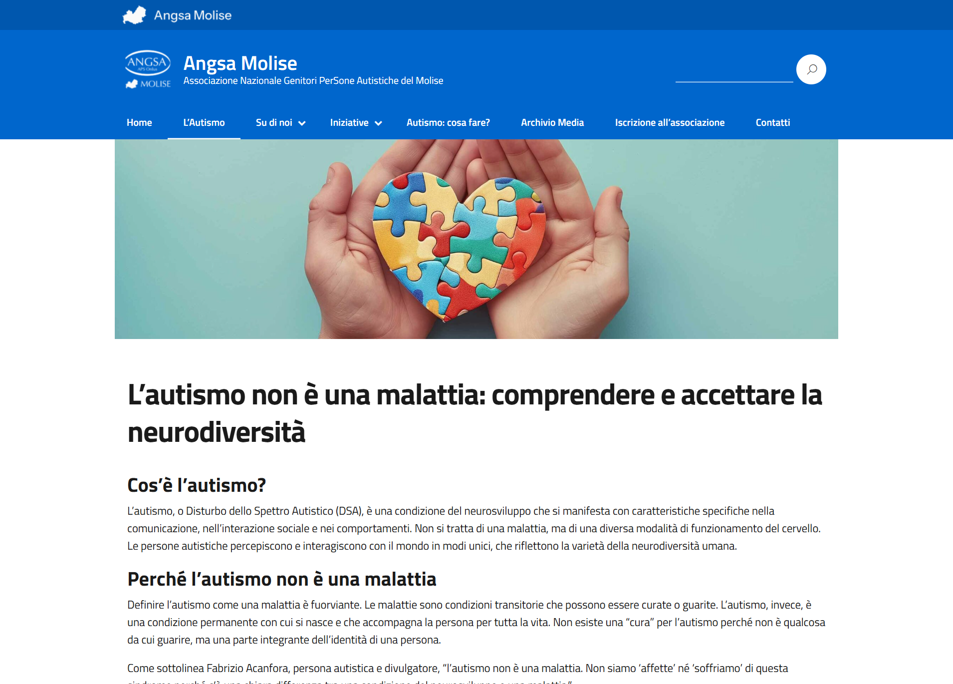 Design prototipo della sezione autismo di ANGSA Molise