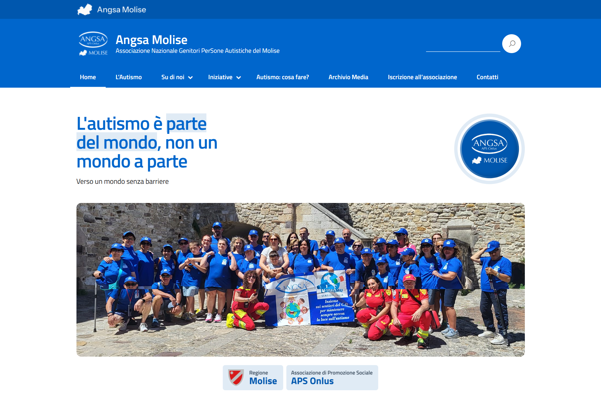 HomePage del sito Angsa Molise prima dell'intervento di NUVOLA